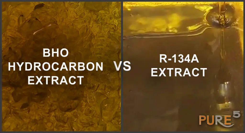 BHO hydrocarbon extract vs R134A cannabis extract - visual comparison