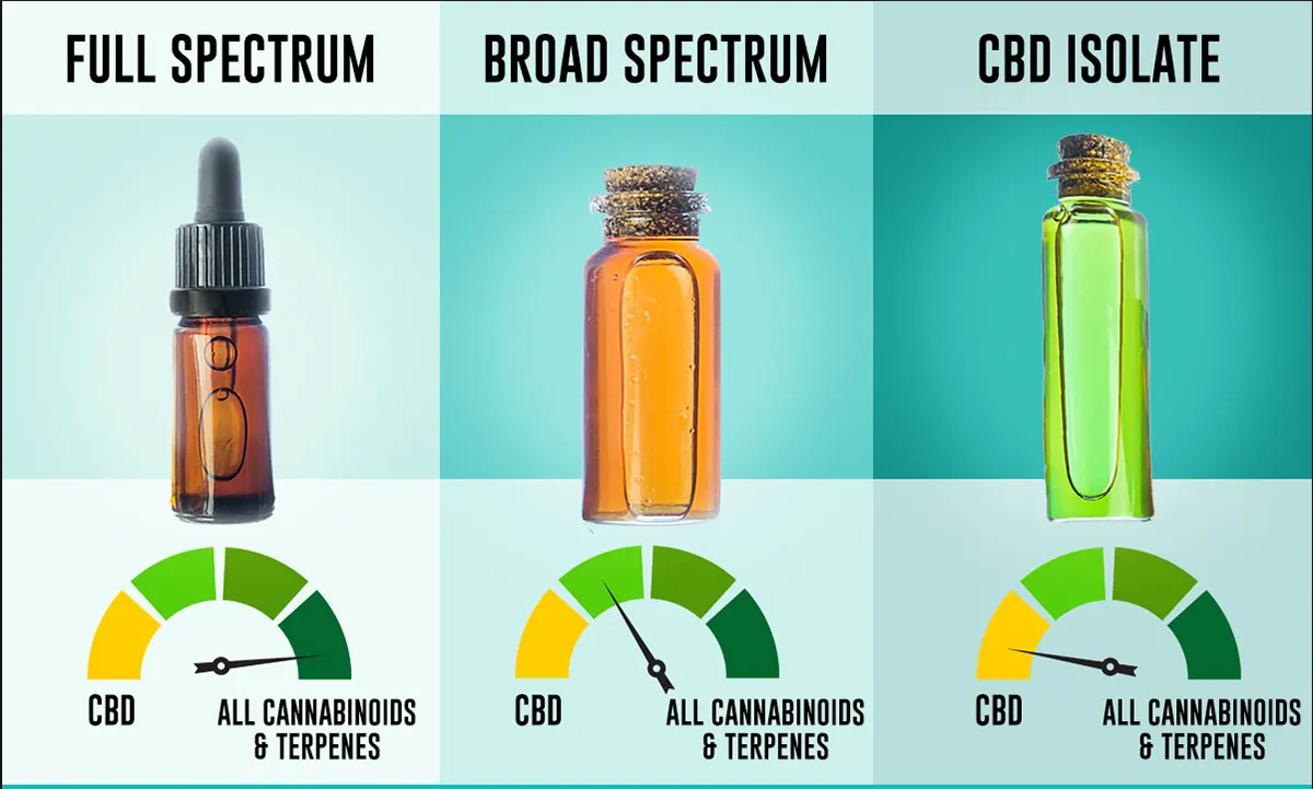 A picture comparing the different spectrums of medical cannabis extracts