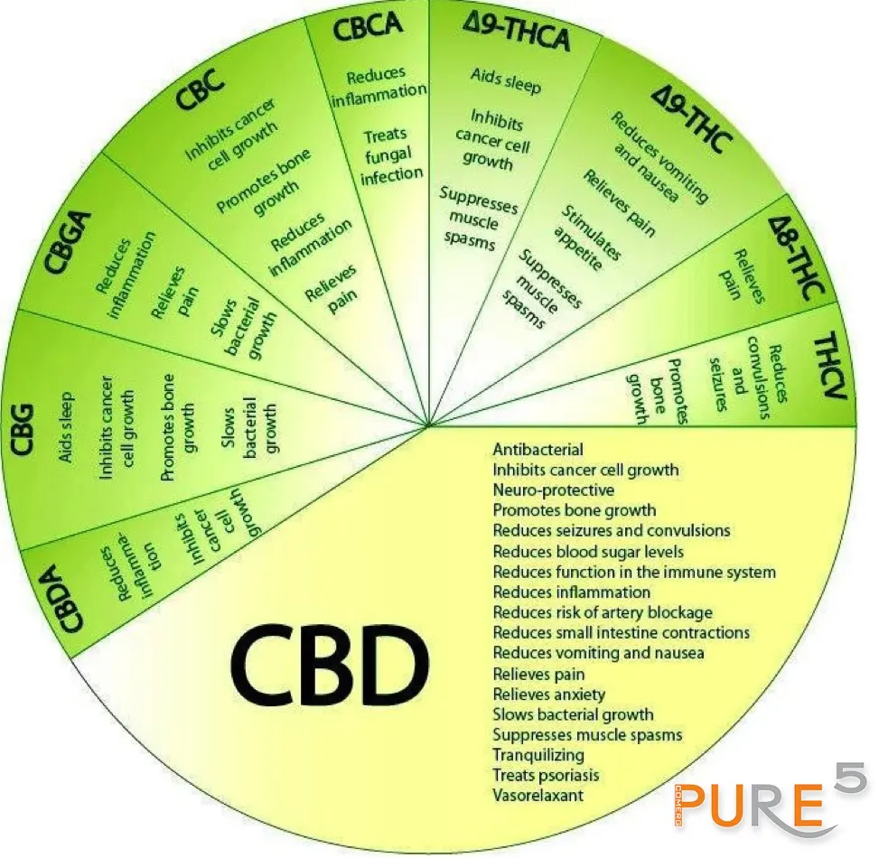 a weel of all the cannabinoids there is in green-yellow color